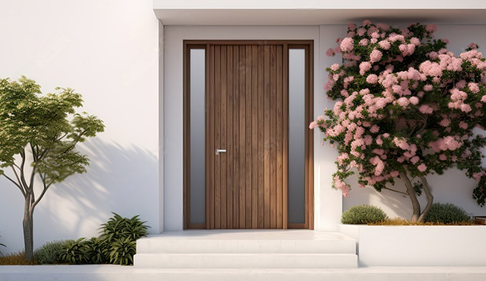 Geometrical wooden door design