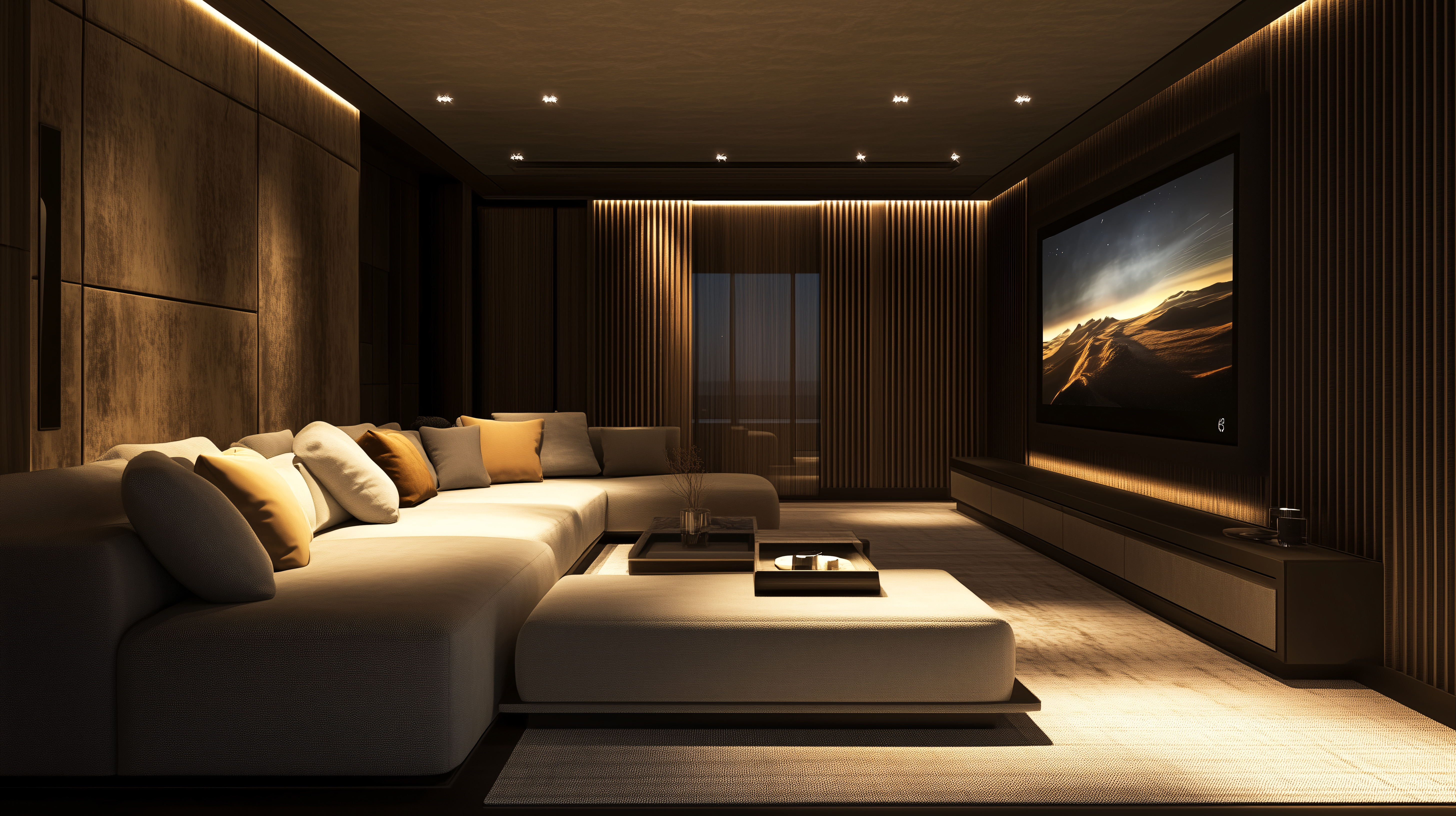 TV Unit Design with Acoustic Panels
    