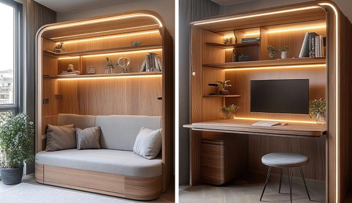 Multi-Functional TV Unit with Study Desk - Modern TV Unit Design