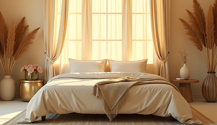 Canopy Bed with Veneer Accents - Modern Bed Design