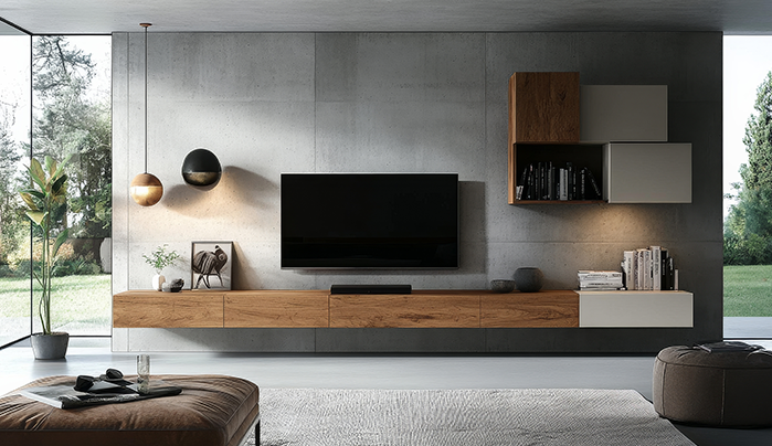 Low-Level Floating Shelf Unit - Modern Living Room Design