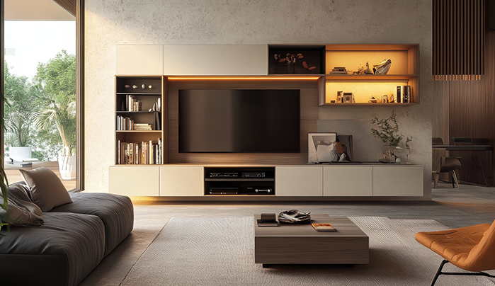 Asymmetrical Layout Design - TV Unit Design Ideas