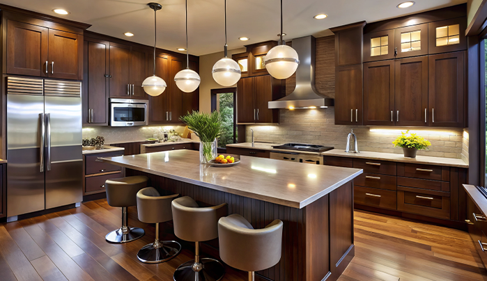 Dark-Stained Cabinets - kitchen Cabinet Design