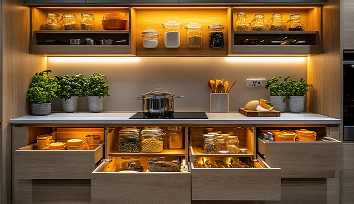 Simple cabinets with open shelving - kitchen Cabinet Design