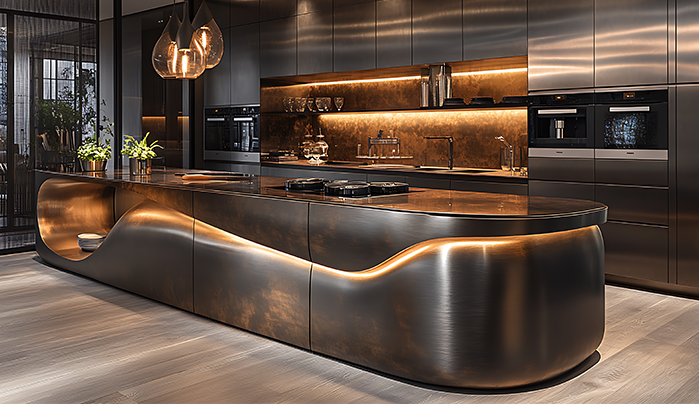 Customised Bronze Trim Cabinets - kitchen Cabinet Design